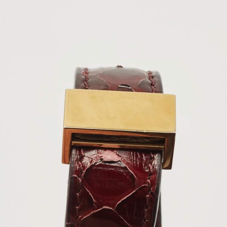 Pre Owned Celine Burgundy Python Medium Classic Box Shoulder Bag