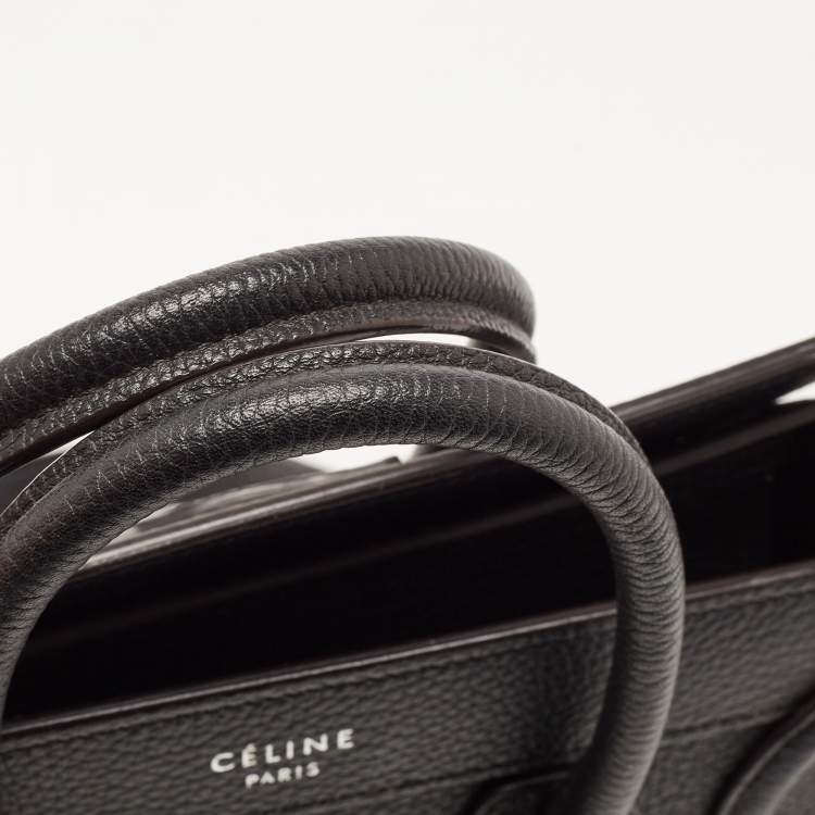 Pre Owned Celine Black Leather Nano Luggage Tote