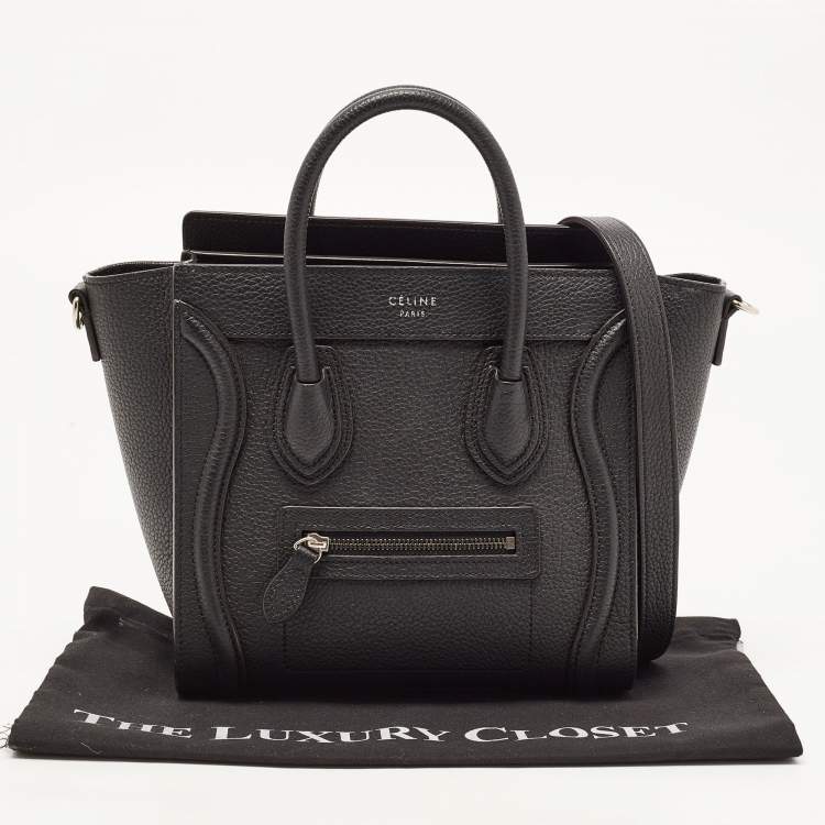 Pre Owned Celine Black Leather Nano Luggage Tote