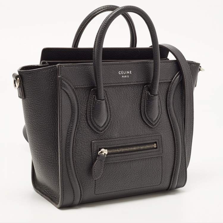 Pre Owned Celine Black Leather Nano Luggage Tote
