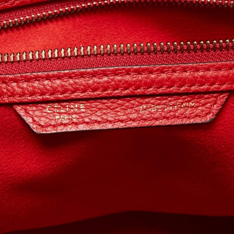 Pre Owned Celine Red Leather Mini Luggage Tote