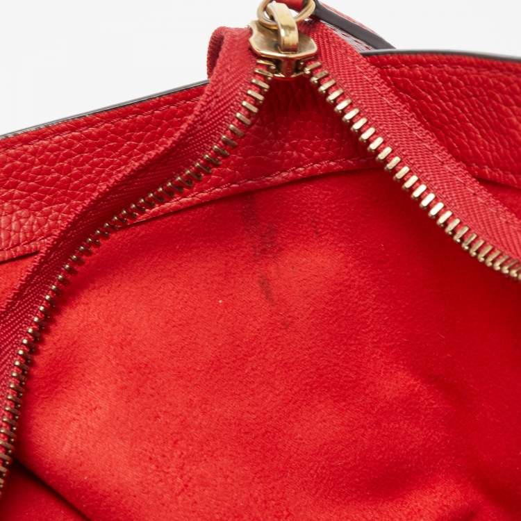 Pre Owned Celine Red Leather Mini Luggage Tote