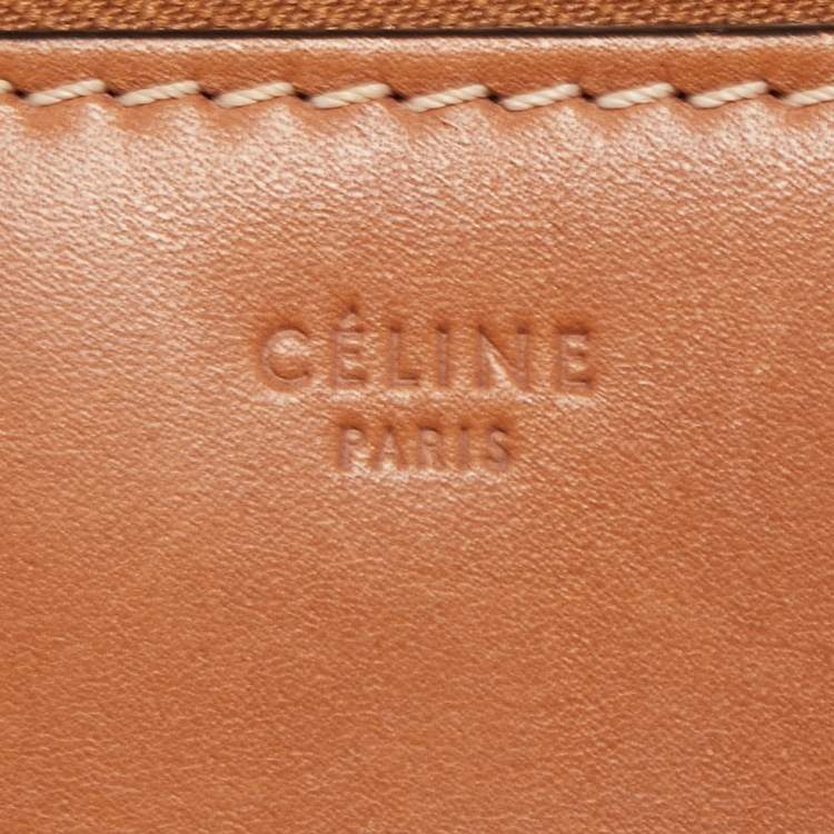 Pre Owned Celine Tan Leather Medium Edge Top Handle Bag