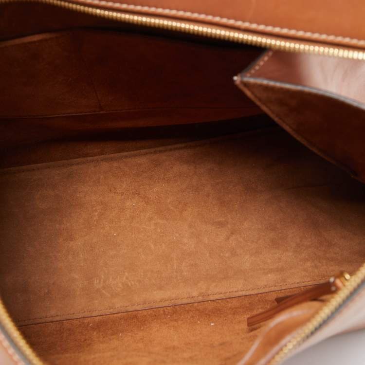 Pre Owned Celine Tan Leather Medium Edge Top Handle Bag