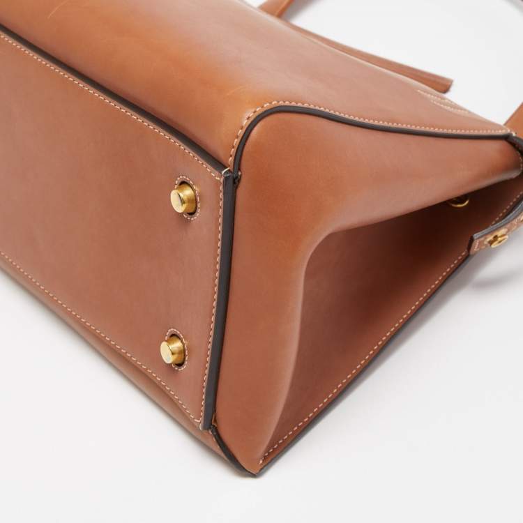 Pre Owned Celine Tan Leather Medium Edge Top Handle Bag