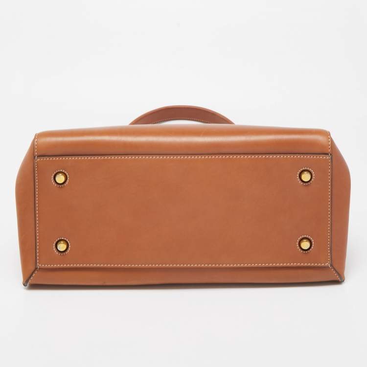 Pre Owned Celine Tan Leather Medium Edge Top Handle Bag