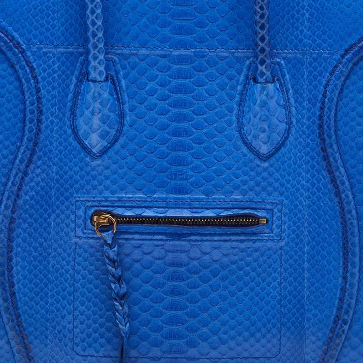 Pre Owned Celine Blue Python Medium Phantom Luggage Tote 