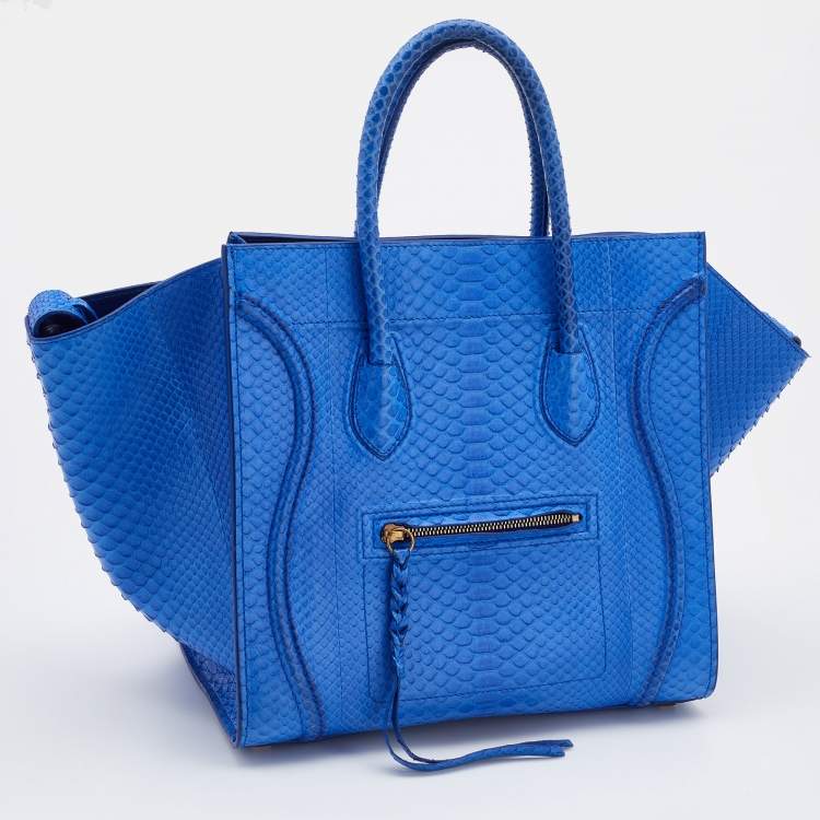 Pre Owned Celine Blue Python Medium Phantom Luggage Tote 