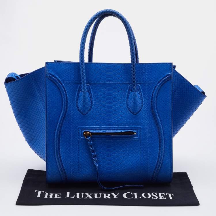 Pre Owned Celine Blue Python Medium Phantom Luggage Tote 