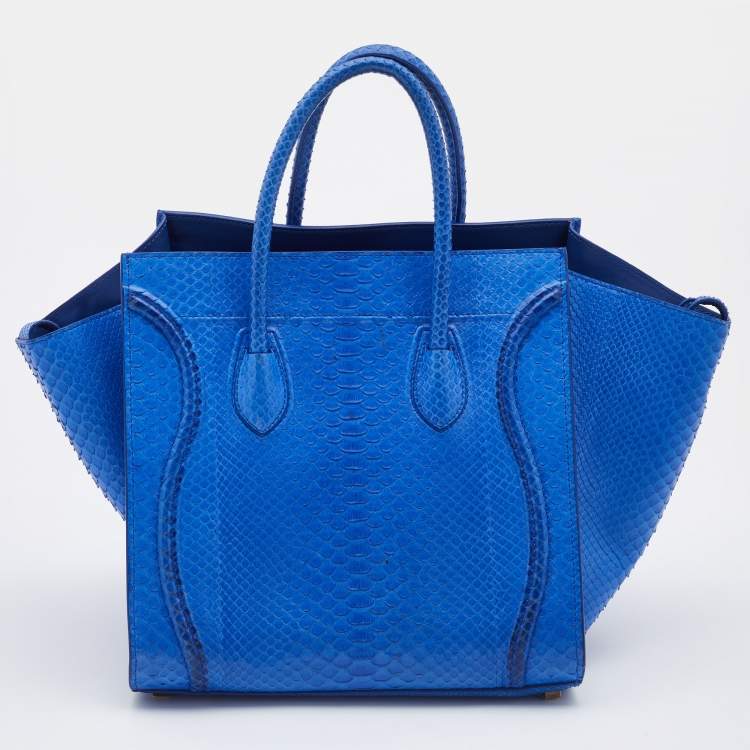 Pre Owned Celine Blue Python Medium Phantom Luggage Tote 