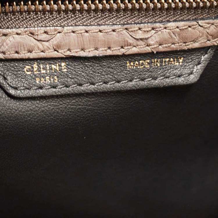 Pre Owned Celine Grey Python Mini Luggage Tote
