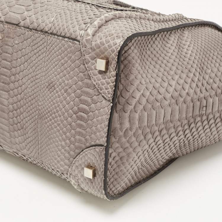 Pre Owned Celine Grey Python Mini Luggage Tote