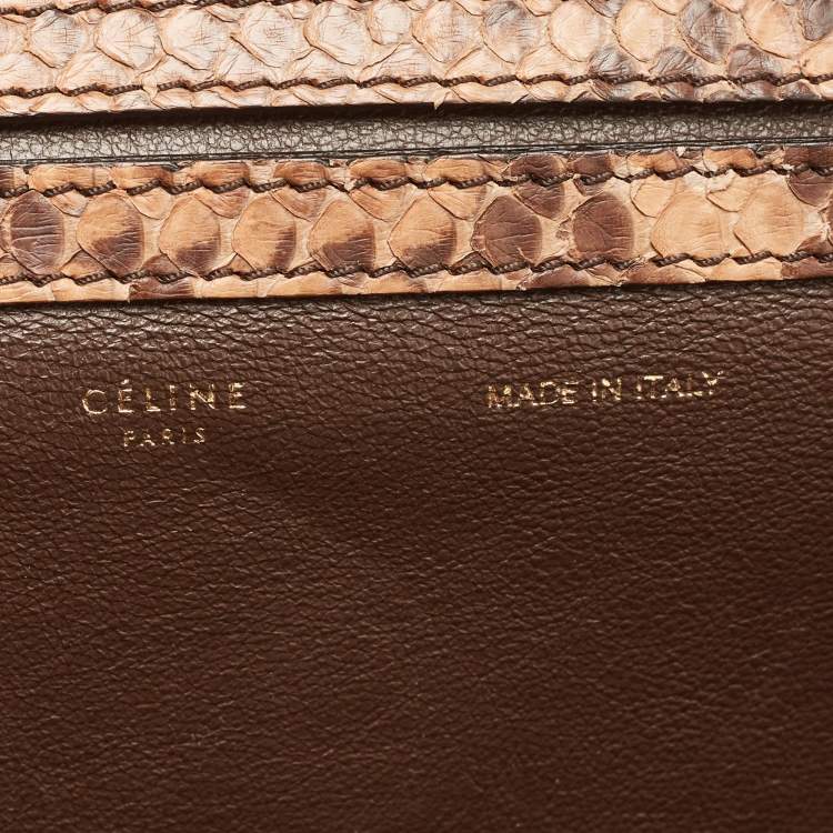 Pre Owned Celine Tri Color Python and Suede Medium Trapeze Top Handle Bag