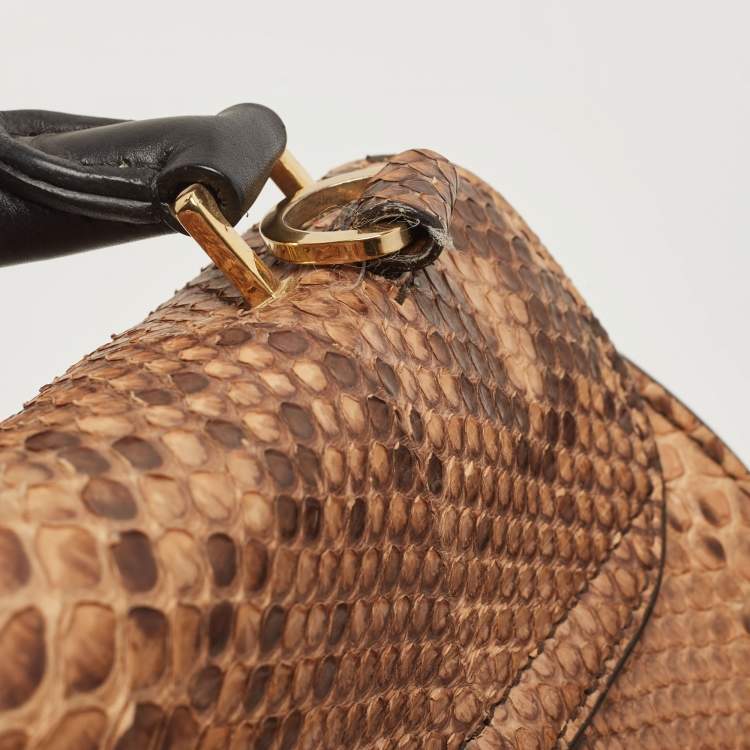 Pre Owned Celine Tri Color Python and Suede Medium Trapeze Top Handle Bag