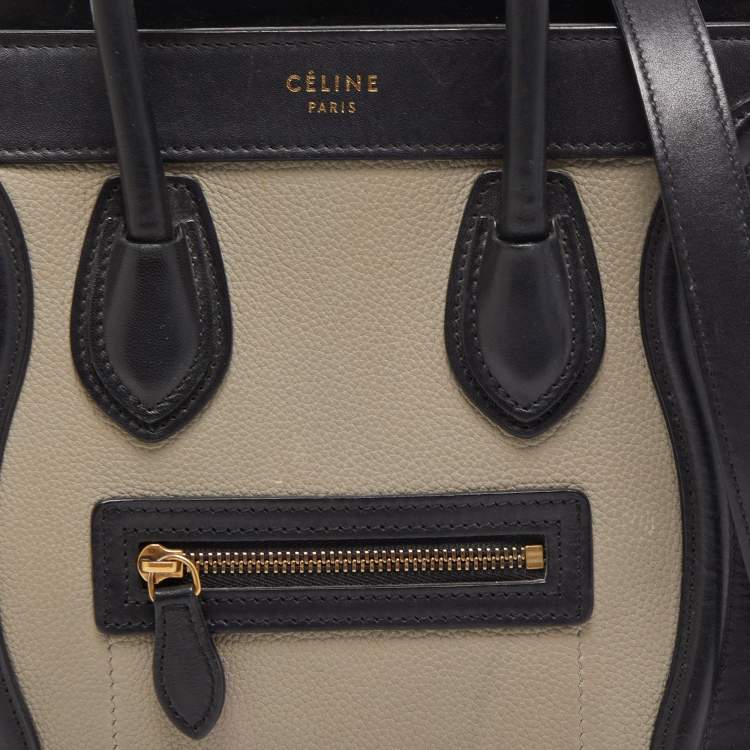 Pre Owned Celine Tri Color Leather Nano Luggage Tote