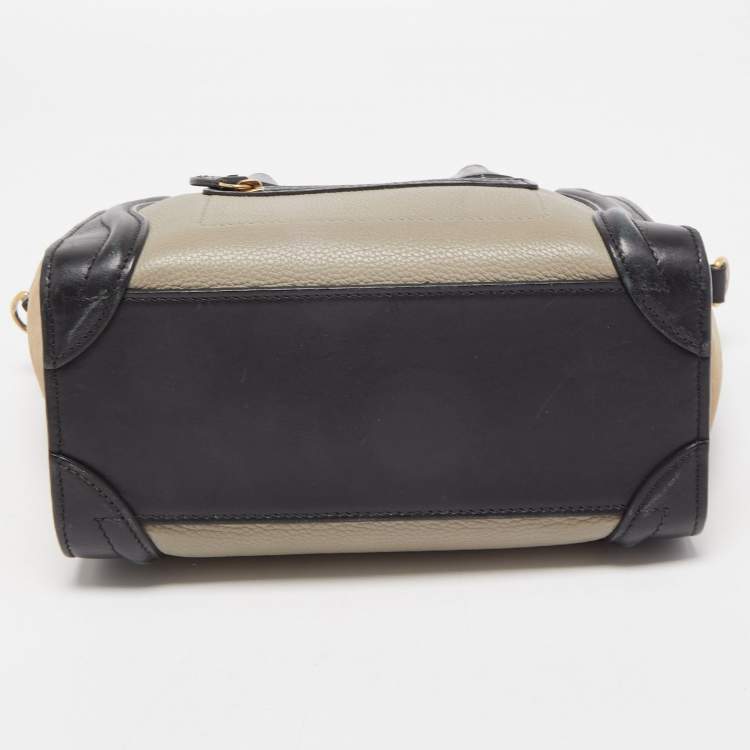 Pre Owned Celine Tri Color Leather Nano Luggage Tote