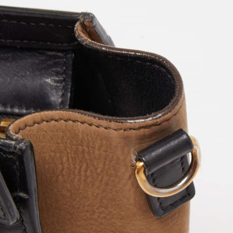 Pre Owned Celine Tri Color Leather Nano Luggage Tote