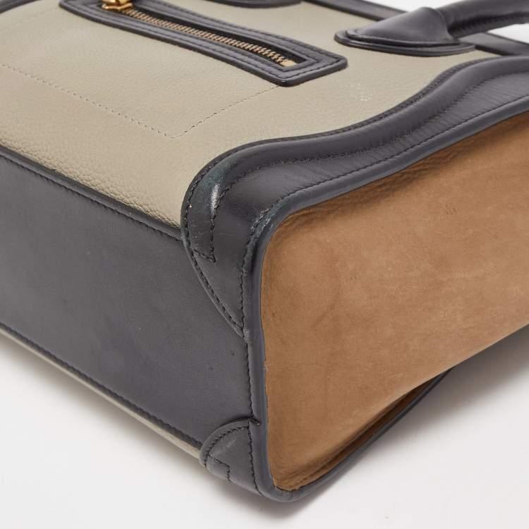 Pre Owned Celine Tri Color Leather Nano Luggage Tote