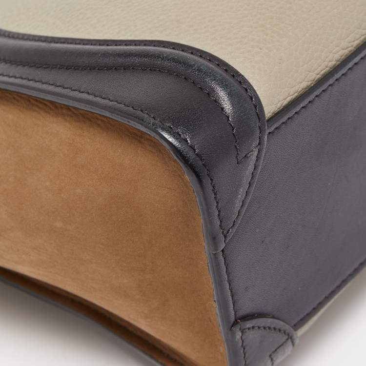 Pre Owned Celine Tri Color Leather Nano Luggage Tote