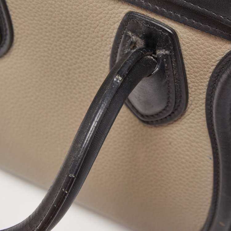 Pre Owned Celine Tri Color Leather Nano Luggage Tote
