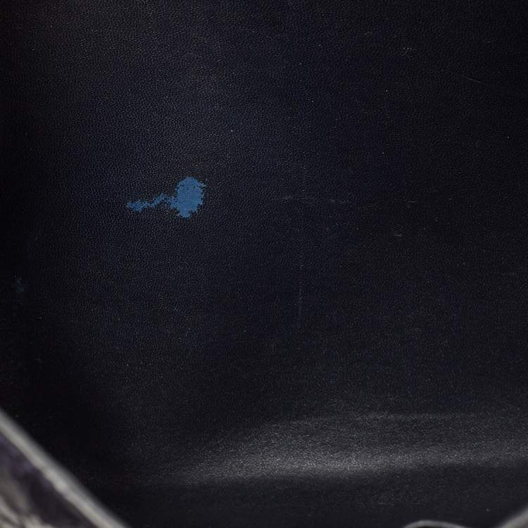 Pre Owned Celine Navy Blue Python Medium Classic Box Shoulder Bag