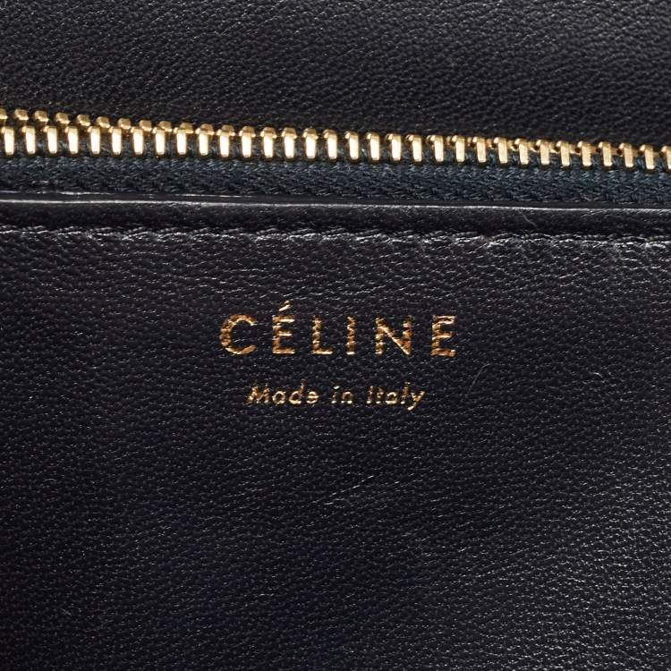 Pre Owned Celine Navy Blue Python Medium Classic Box Shoulder Bag