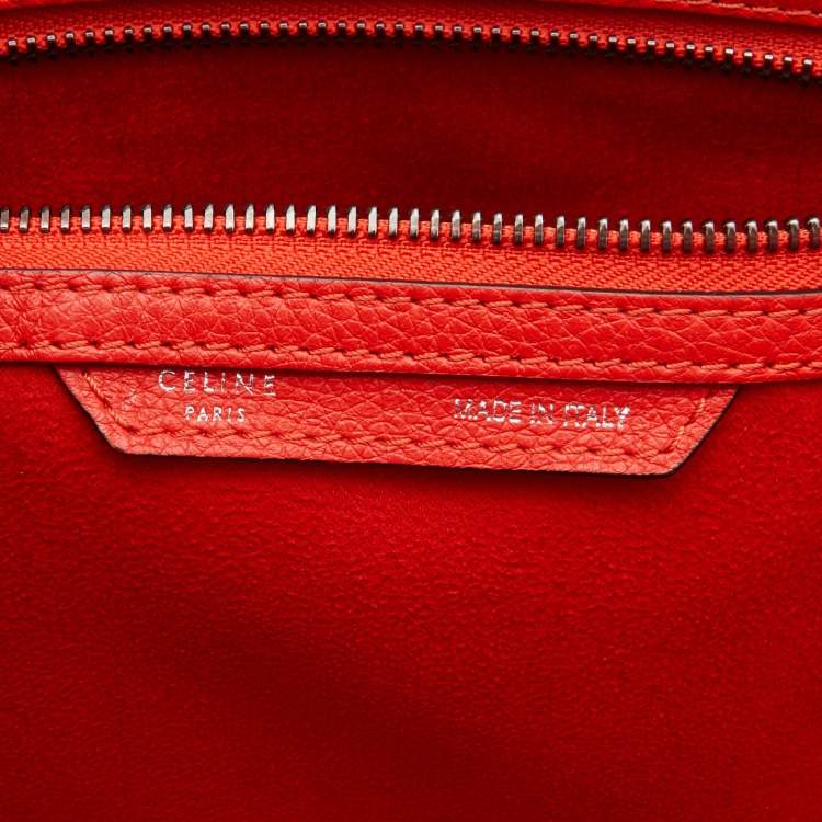 Pre Owned Celine Orange Leather Mini Luggage Tote