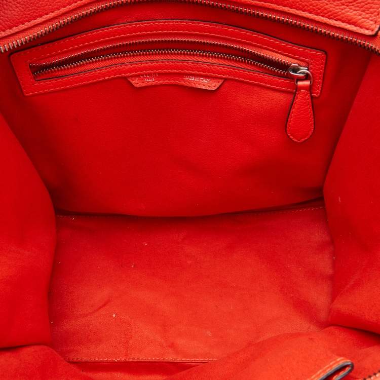 Pre Owned Celine Orange Leather Mini Luggage Tote