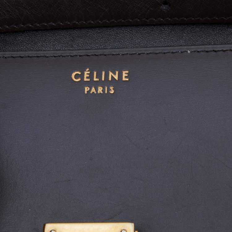 Pre Owned Celine Olive Green Leather Medium Classic Box Shoulder Bag