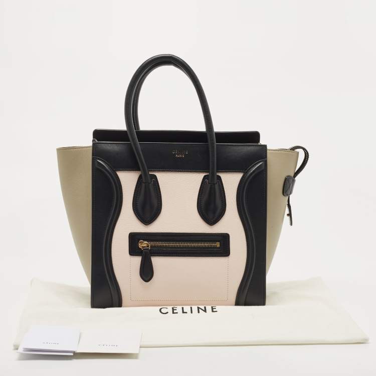 Pre Owned Celine Tri Color Leather Micro Luggage Tote