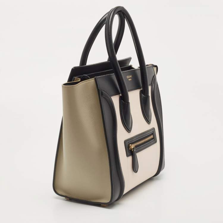 Pre Owned Celine Tri Color Leather Micro Luggage Tote