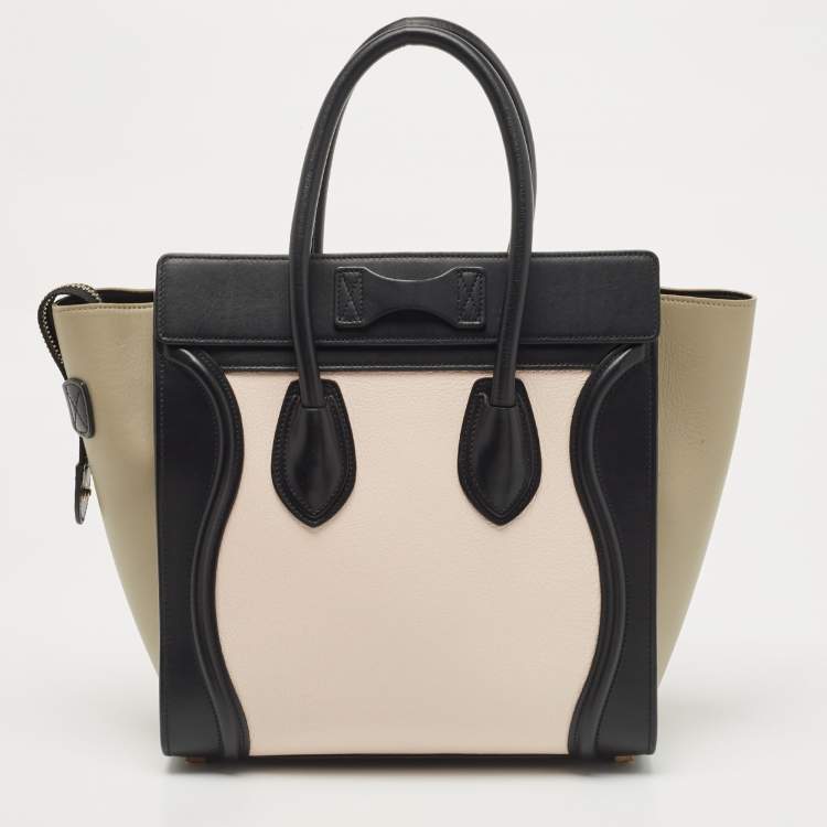 Pre Owned Celine Tri Color Leather Micro Luggage Tote