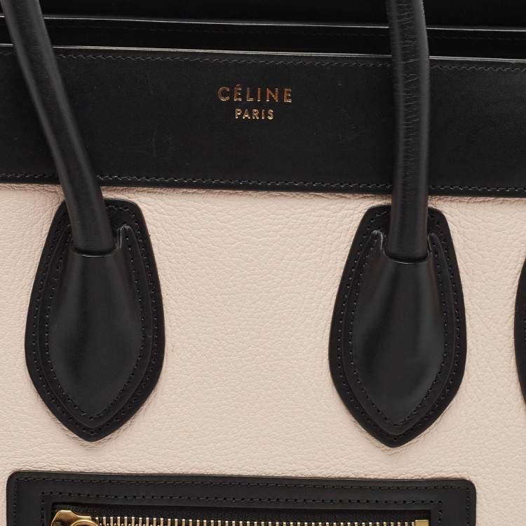 Pre Owned Celine Tri Color Leather Micro Luggage Tote