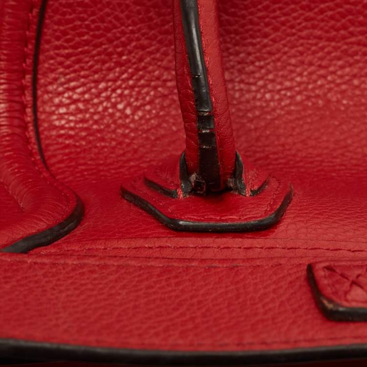 Pre Owned Celine Red Leather Nano Luggage Tote