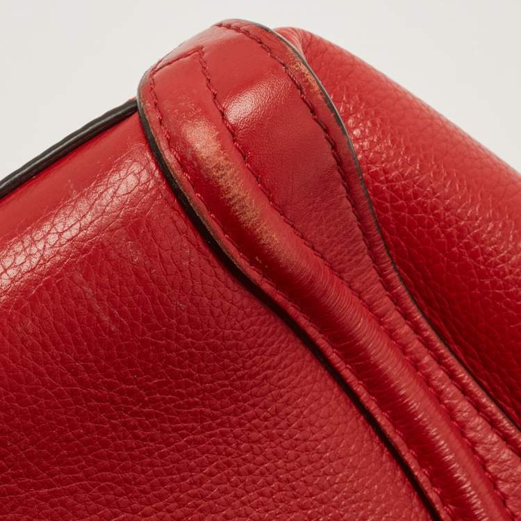 Pre Owned Celine Red Leather Nano Luggage Tote