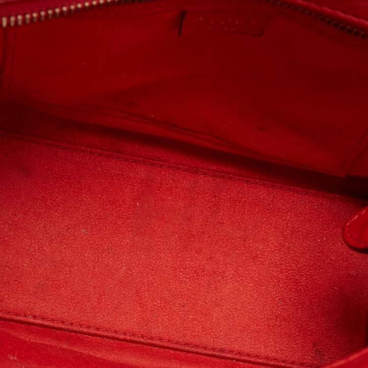 Pre Owned Celine Red Leather Nano Luggage Tote