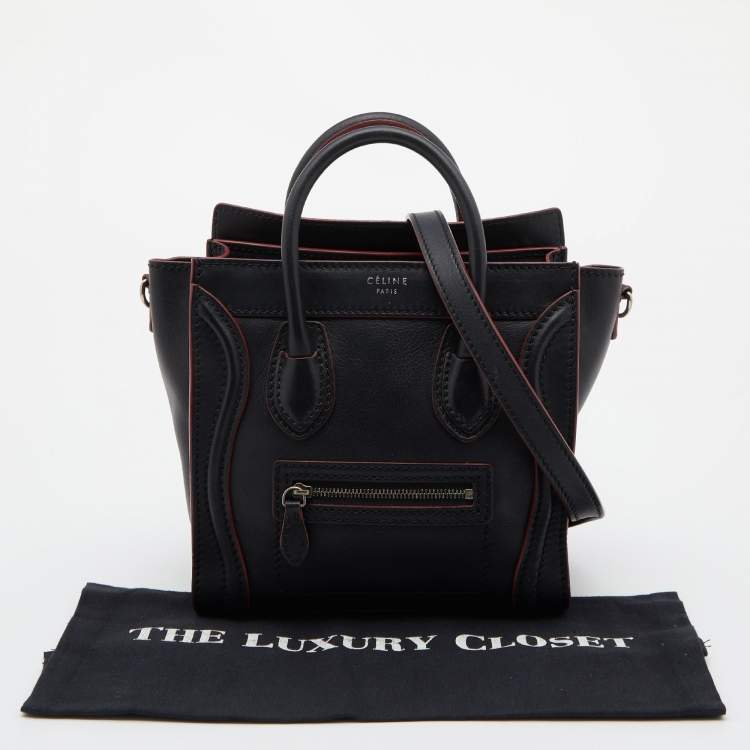Pre Owned Celine Black Leather Nano Luggage Tote