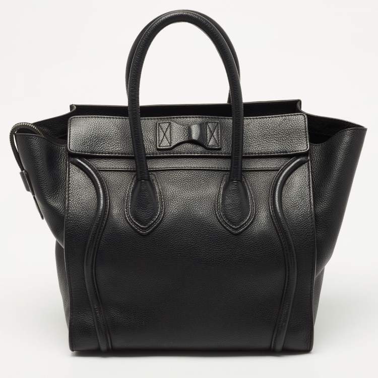 Pre Owned Celine Black Leather Mini Luggage Tote