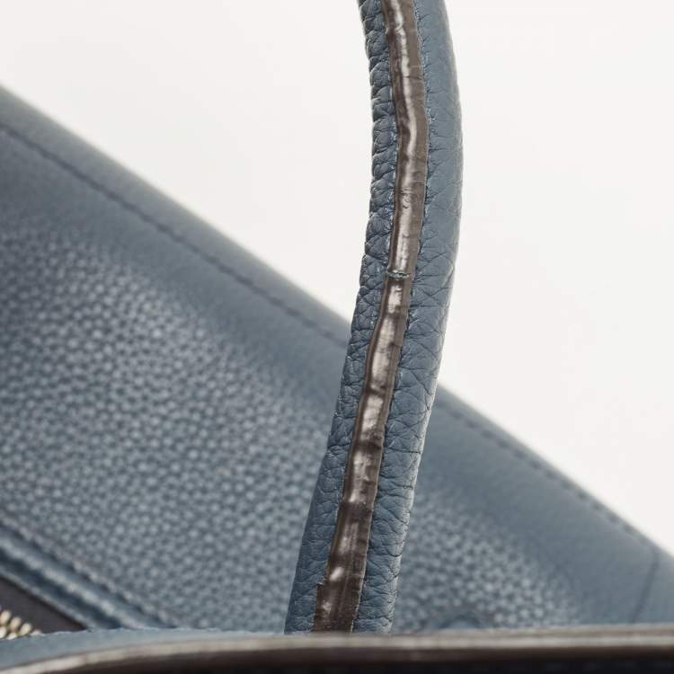 Pre Owned Celine Navy Blue Leather Mini Luggage Tote