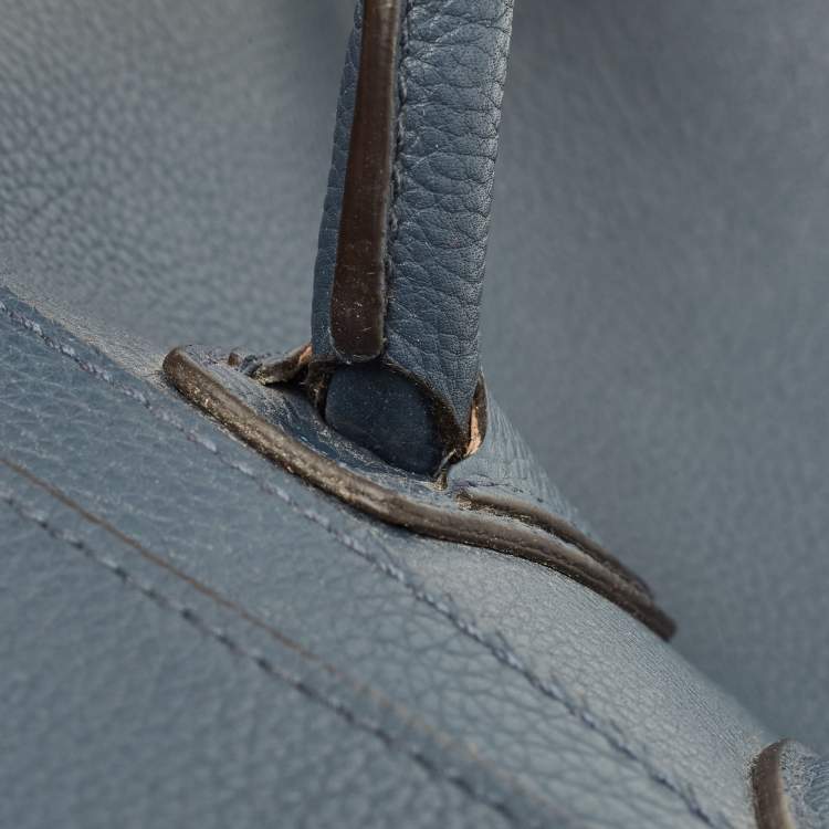 Pre Owned Celine Navy Blue Leather Mini Luggage Tote
