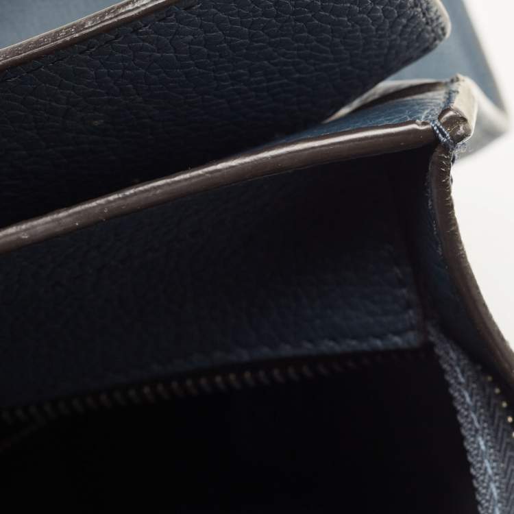 Pre Owned Celine Navy Blue Leather Mini Luggage Tote