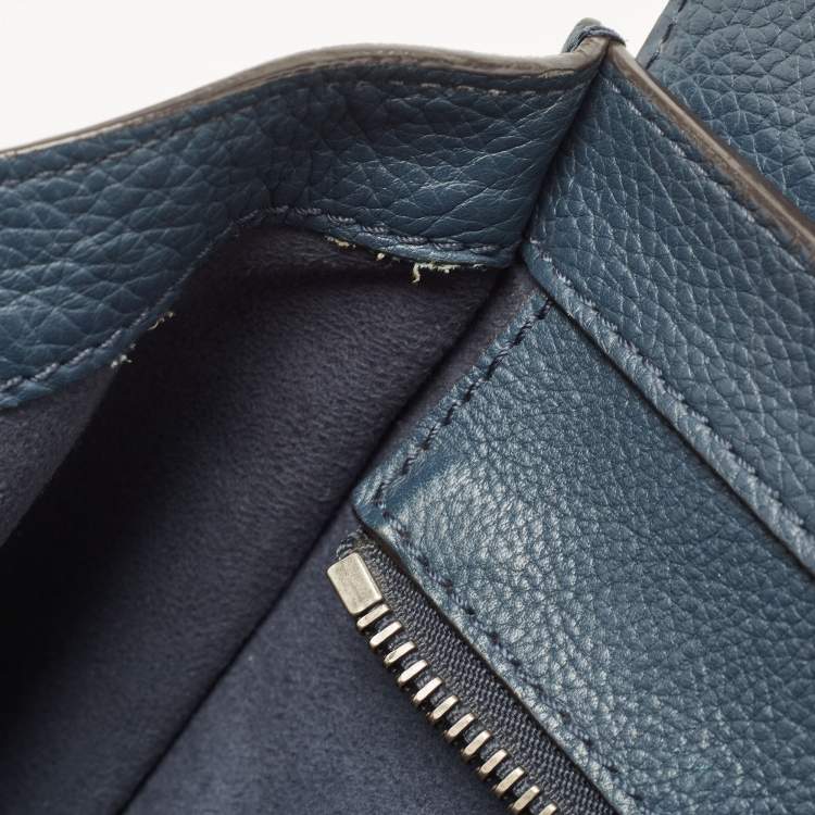 Pre Owned Celine Navy Blue Leather Mini Luggage Tote