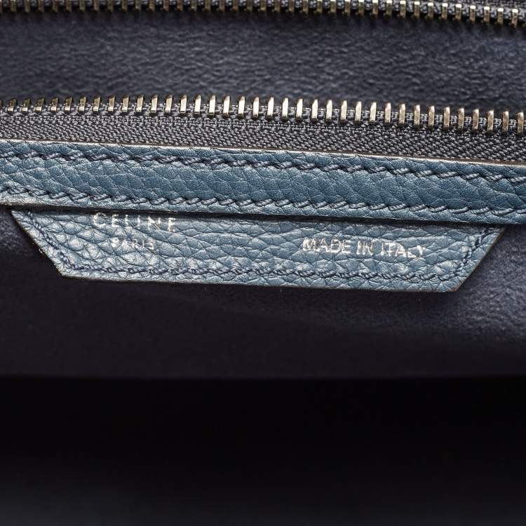 Pre Owned Celine Navy Blue Leather Mini Luggage Tote