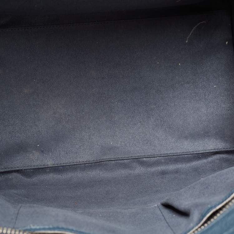 Pre Owned Celine Navy Blue Leather Mini Luggage Tote