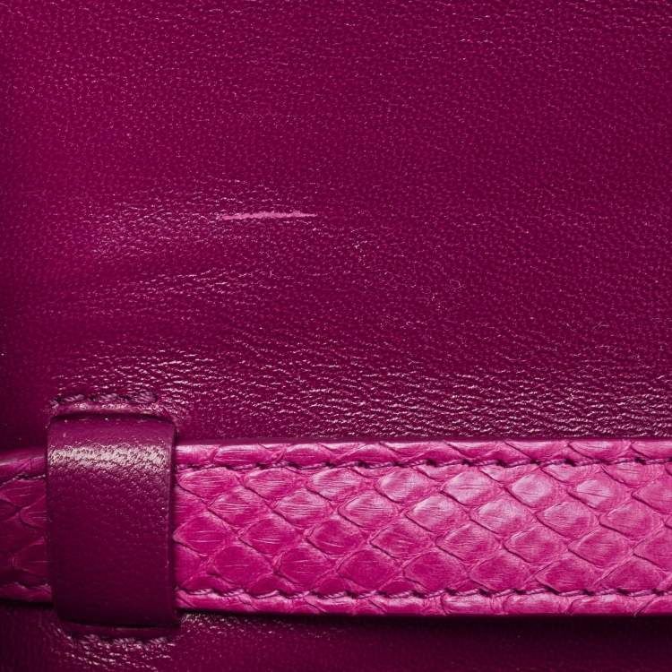 Pre Owned Celine Purple Python Leather Small Classic Box Flap Bag
