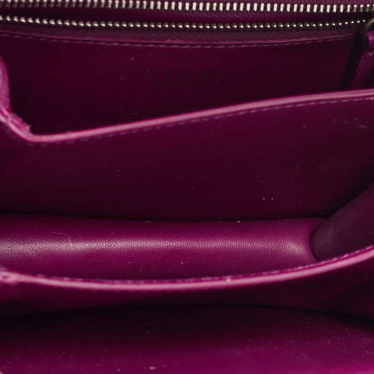 Pre Owned Celine Purple Python Leather Small Classic Box Flap Bag