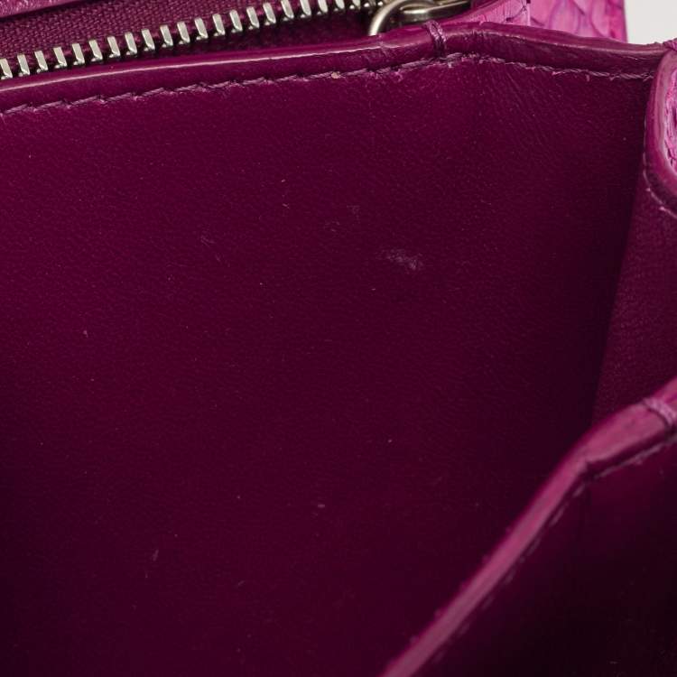Pre Owned Celine Purple Python Leather Small Classic Box Flap Bag