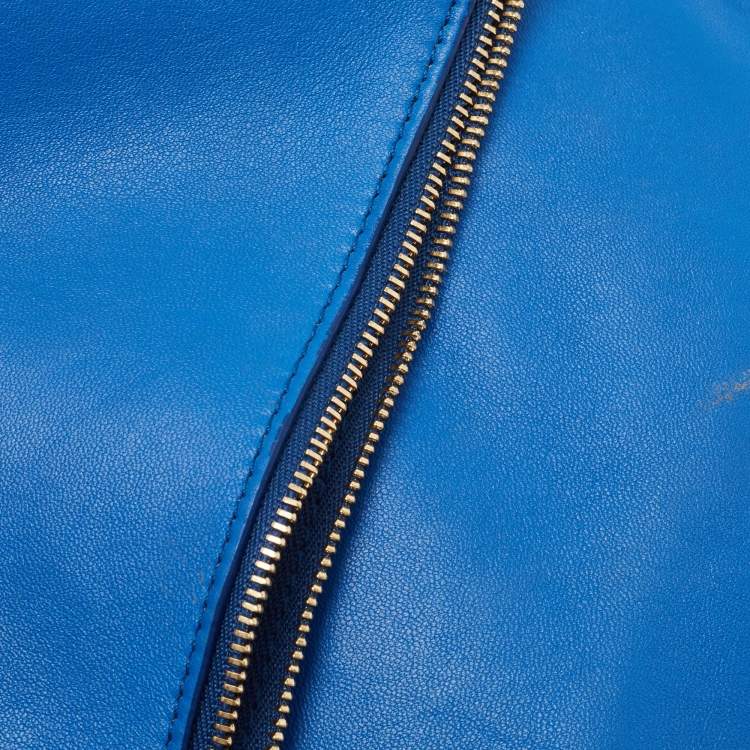 Pre Owned Celine Blue/Yellow Soft Leather Eyelet Pouch