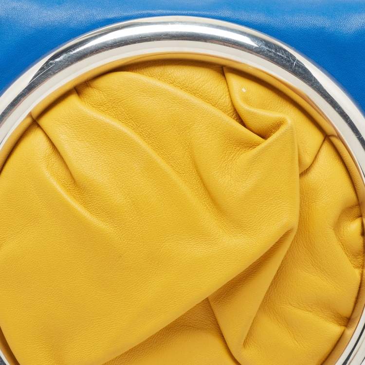 Pre Owned Celine Blue/Yellow Soft Leather Eyelet Pouch