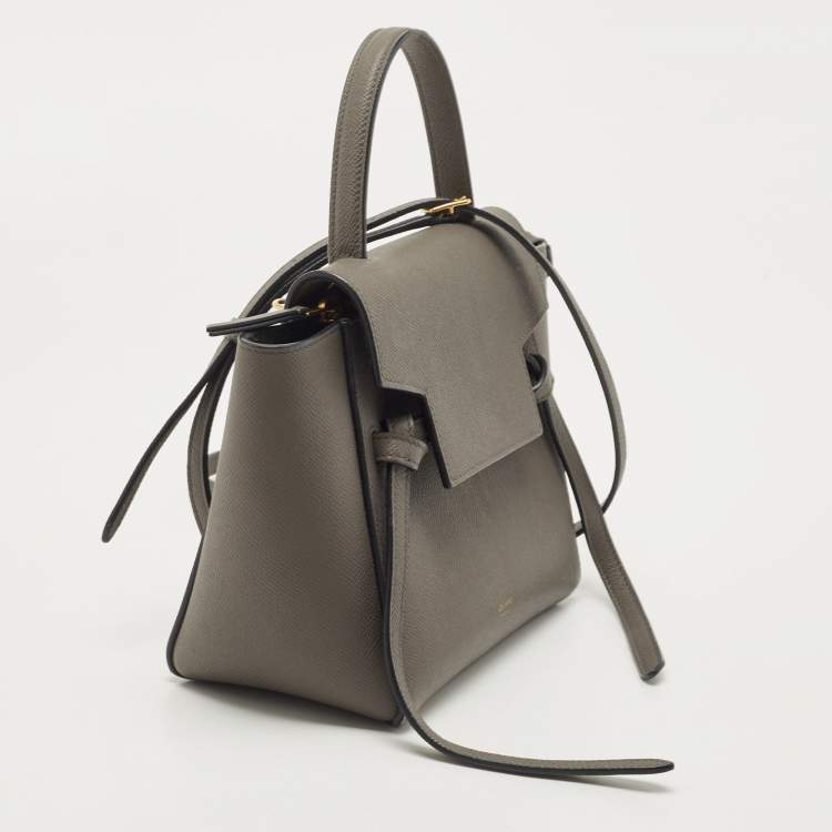 Pre Owned Celine Grey Leather Nano Belt Top Handle Bag